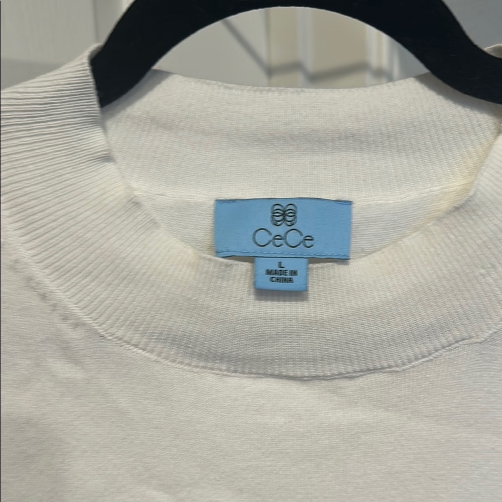 Cece Cream Lightweight Sweater With Sheer Polka D… - image 2